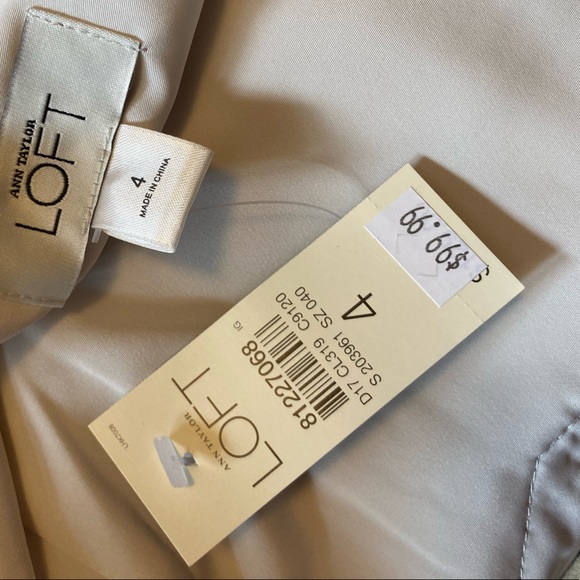 Loft off white lace with black ribbon trim midi dress size 4 - Picture 4 of 5